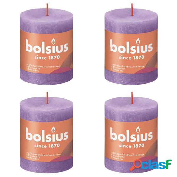 Bolsius Velas rústicas Shine 4 unidades violeta vibrante