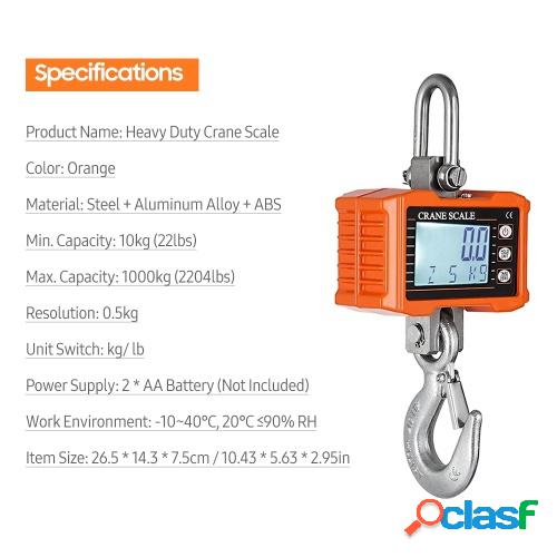 Báscula colgante digital 1000kg/ 2204lbs Báscula de grúa