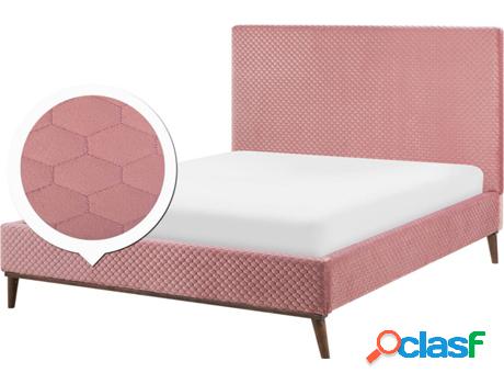 Cama Bayonne (Rosa - Terciopelo -212x151x121 cm)