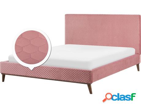 Cama Bayonne (Rosa - Terciopelo -212x191x121 cm)