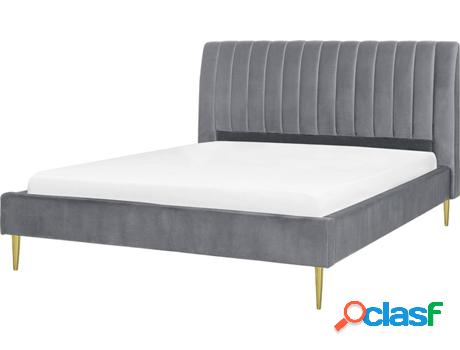 Cama Marville (Gris - Terciopelo -225x182x124 cm)