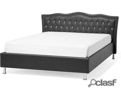 Cama Metz (Negro - Piel Sintética -217x169x102 cm)