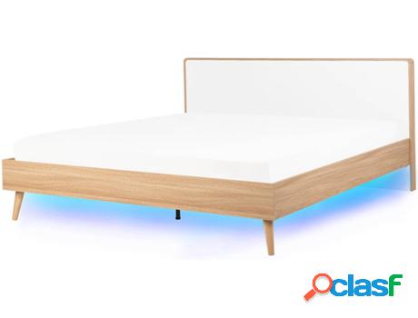 Cama Serris con LED (Marrón - Tablero de Aglomerado