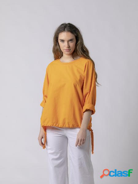 Camisa algodón cuello redondo Naranja