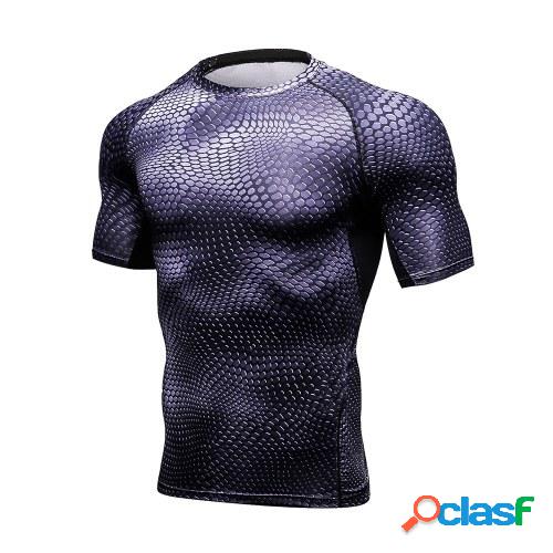 Camiseta deportiva para hombre Estampado 3D Cuello redondo