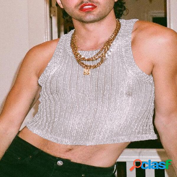 Camiseta sin mangas corta transparente Brilho para hombre