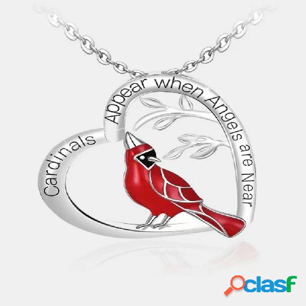 Casual Fashion Cardinal Bird Corazón Forma Aleación