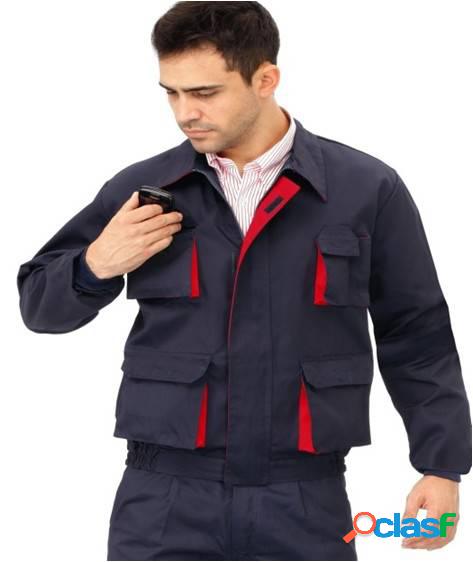 Cazadora Trabajo Multibolsillo T50 Tergal Azul Marino/Rojo