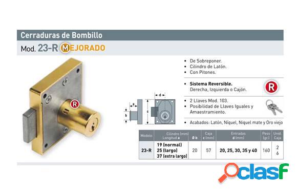 Cerradura sobreponer mueble bombillo 37 mm 23Ry25 MM