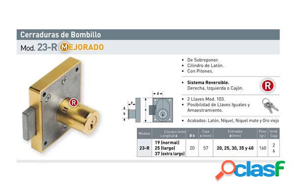 Cerradura sobreponer mueble bombillo 37 mm 23Ry30 MM niquel