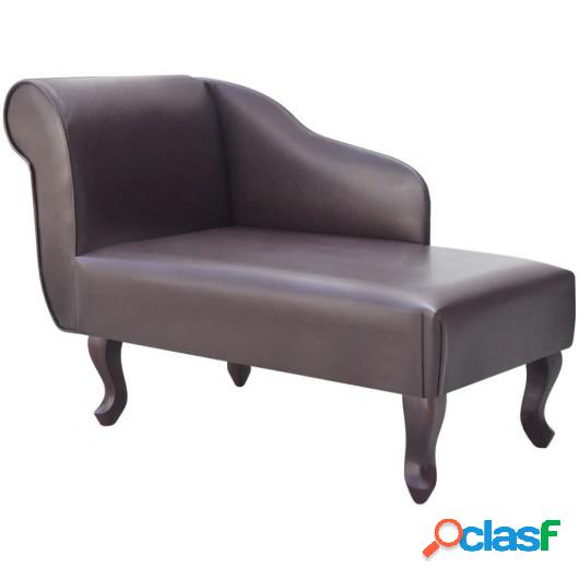 Chaise longue diván de cuero artificial marrón