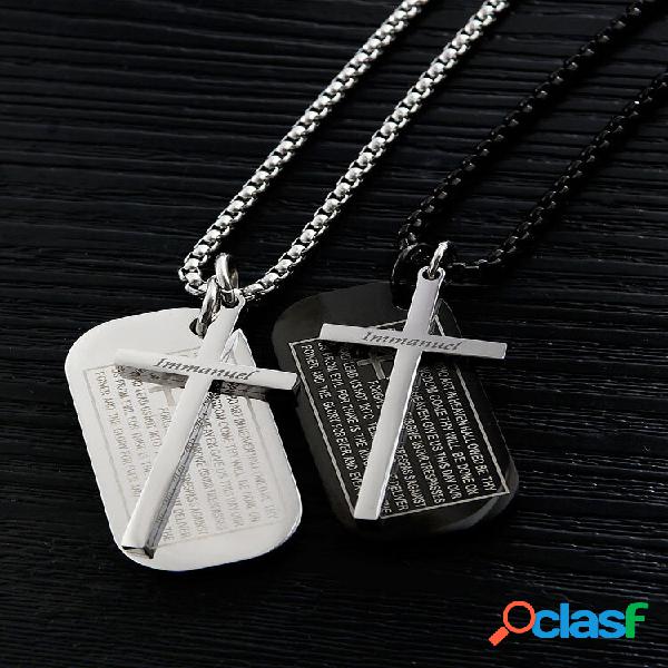 Collares colgantes de acero inoxidable con cruz cuadrada de