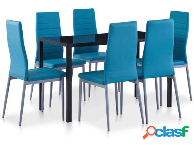 Conjunto cenar VIDAXL azul (7 piezas)