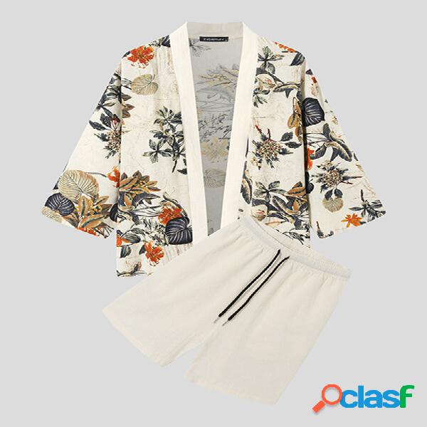 Conjunto de 2 piezas con estampado de flores para hombre