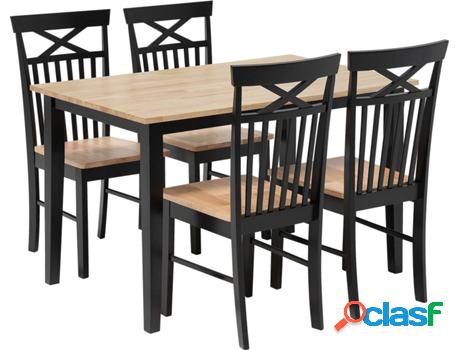 Conjunto de Comedor Houston (Negro - Madera -75x120x74 cm)