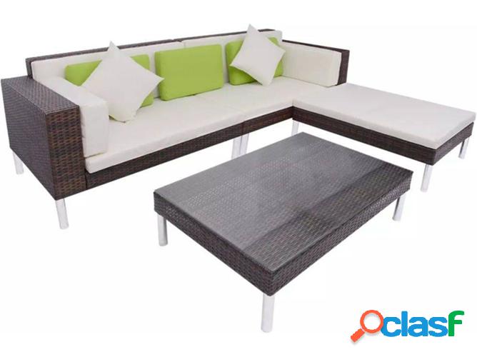 Conjunto de Sofás de Exterior VIDAXL Almohadones Marrón