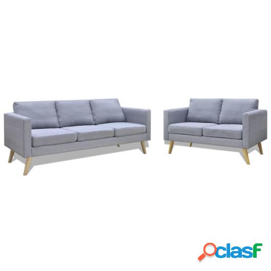 Conjunto de sofás de 2 y 3 plazas de tela gris claro