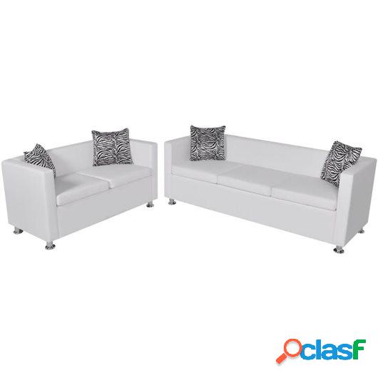 Conjunto de sofás de 2 y 3 plazas y sillón de cuero