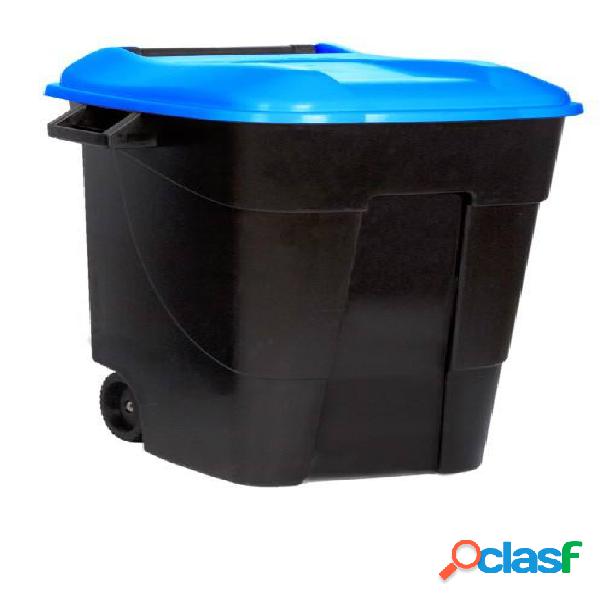 Contenedor de reciclaje con tapa azul y ruedas Tayg