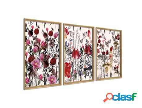 Cuadro DEKOARTE Flores, Color, Minimalista (150x70 cm)