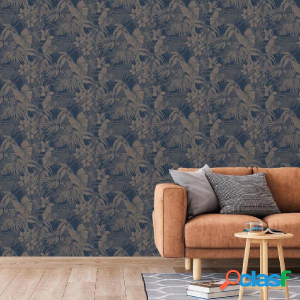 DUTCH WALLCOVERINGS Papel pintado Joelle plateado y azul