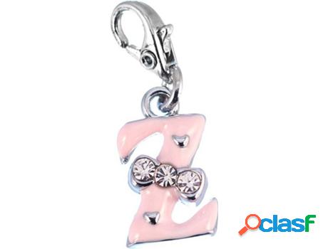 Dije SC_CRYSTAL Letra (bañado a rodio - Rosa - 13 mm x 9mm)