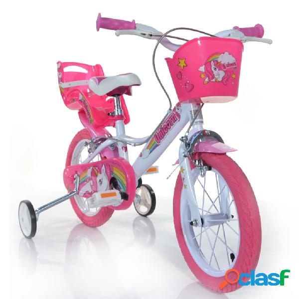 Dino Bikes Bicicleta de niños Unicorn rosa 14"