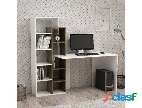 Escritorio HOMEMANIA Poly Blanco y Marrón (162x60x148 -