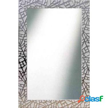 Espejo de Pared Moldura Lacada Blanco y Plata Largo 116cm x