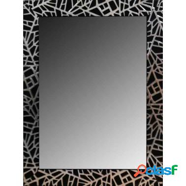 Espejo de Pared Moldura Lacada Negro y Plata Largo 97cm x