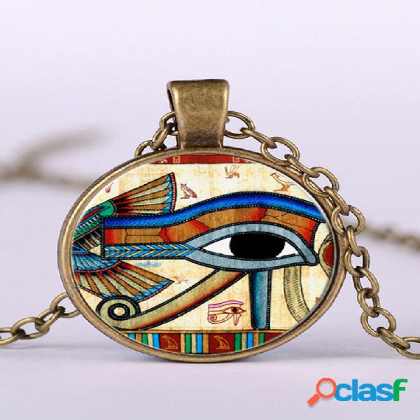 Eye Of Horus Gem Colgante Collar Cadena de metal ajustable