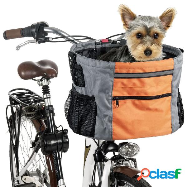 FLAMINGO Cesta de bicicleta para mascotas nailon naranja y