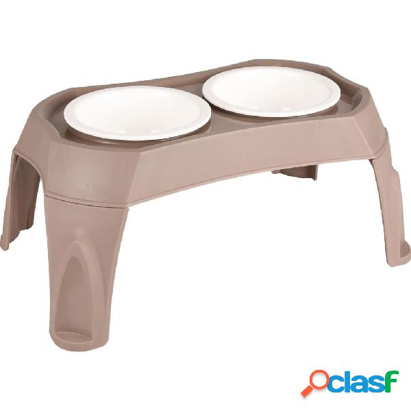 FLAMINGO Comedero doble Mangi gris taupe 2x675 ml