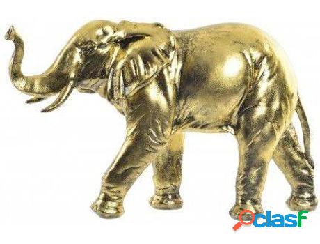 Figura HOGAR Y MÁS Elefante Dorado Y Brillante (39x.5x14x24