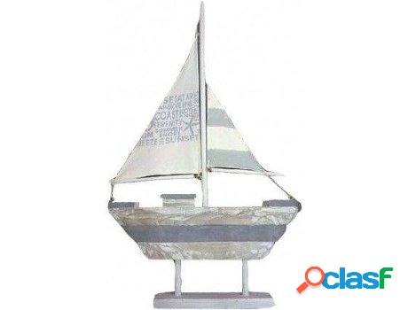 Figura HOGAR Y MÁS Velero Decorativo De Madera Y Tela (55 x