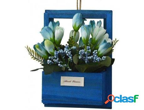 Flor HOGAR Y MÁS Artificiale Para Con Azul De Madera