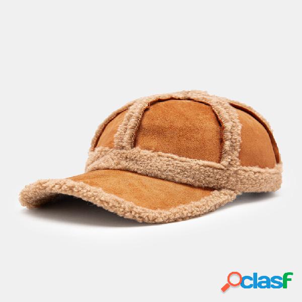 Gorra de béisbol unisex a juego con lana y gamuza, gruesa,