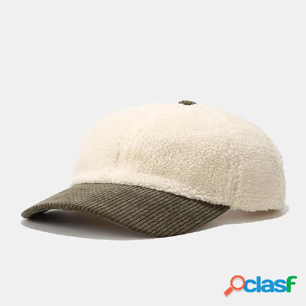 Gorra de béisbol unisex con parche de pana de lana de