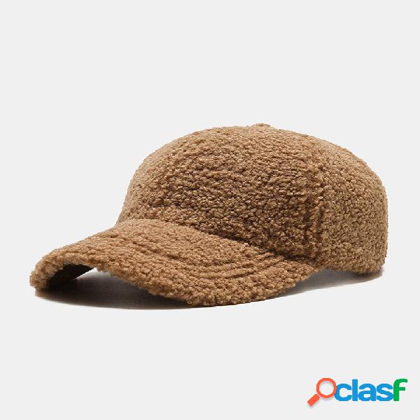 Gorra de béisbol unisex de lana de cordero de felpa de