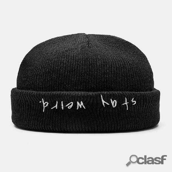 Gorro unisex de punto acrílico con letras Patrón bordado