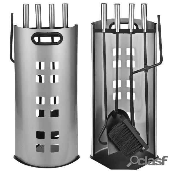 HI Juego de utensilios para cmenea 5 piezas plateado