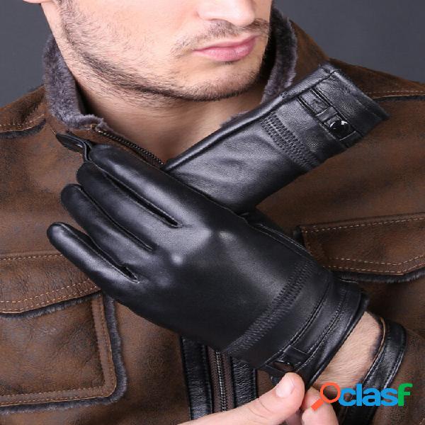 Hombre Piel de oveja Sólido Plus Terciopelo Calor para
