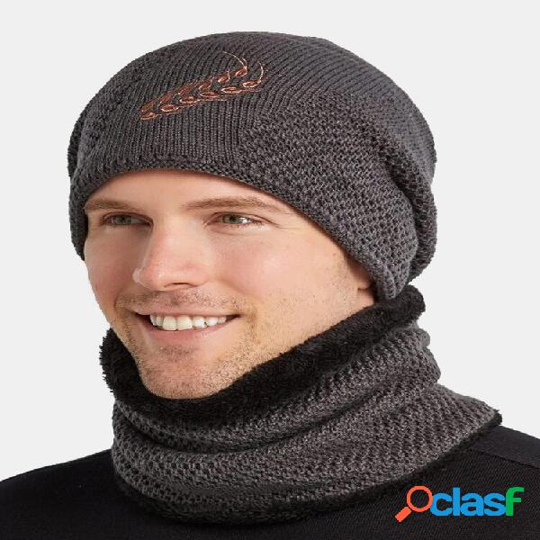Hombres 2PCS Bordado Grueso Invierno al aire libre Cuello