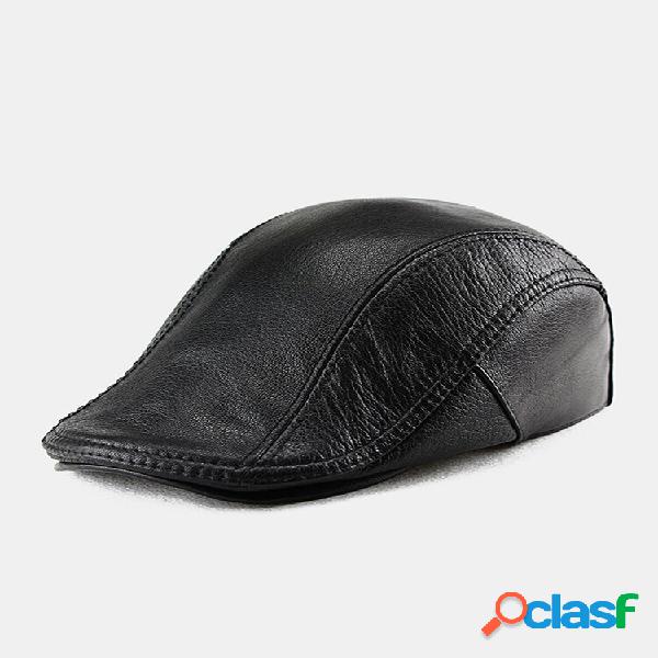 Hombres Oveja Cuero Color Sólido Patchwork Casual A Prueba