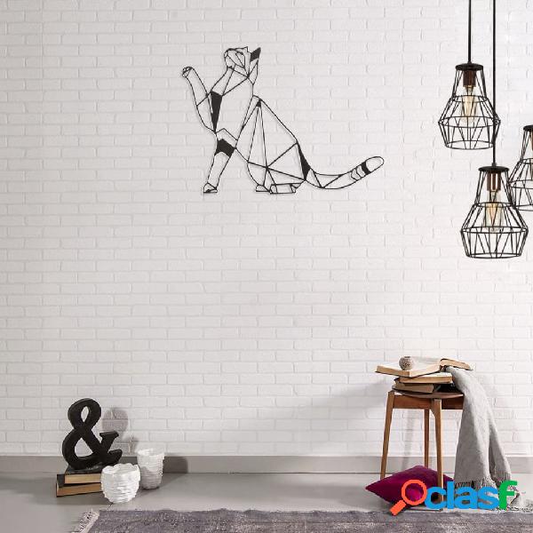 Homemania Adorno de pared Cat acero negro 51x36 cm