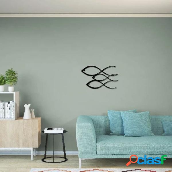 Homemania Adorno de pared Fish acero negro 50x30 cm