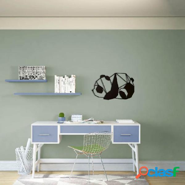 Homemania Adorno de pared Panda acero negro 52x31 cm