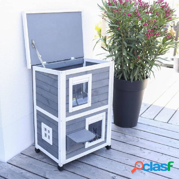 Kerbl Casa para gatos de exterior Family gris y blanco