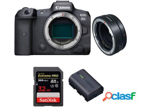 Kit Cámara Mirrorless, Adaptador y Accesorios CANON EOS R5