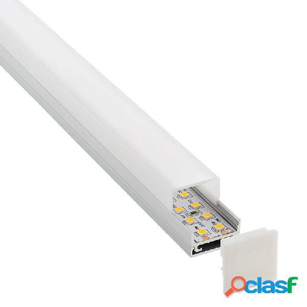 Kit - perfil aluminio alkal para tiras led 2 metros